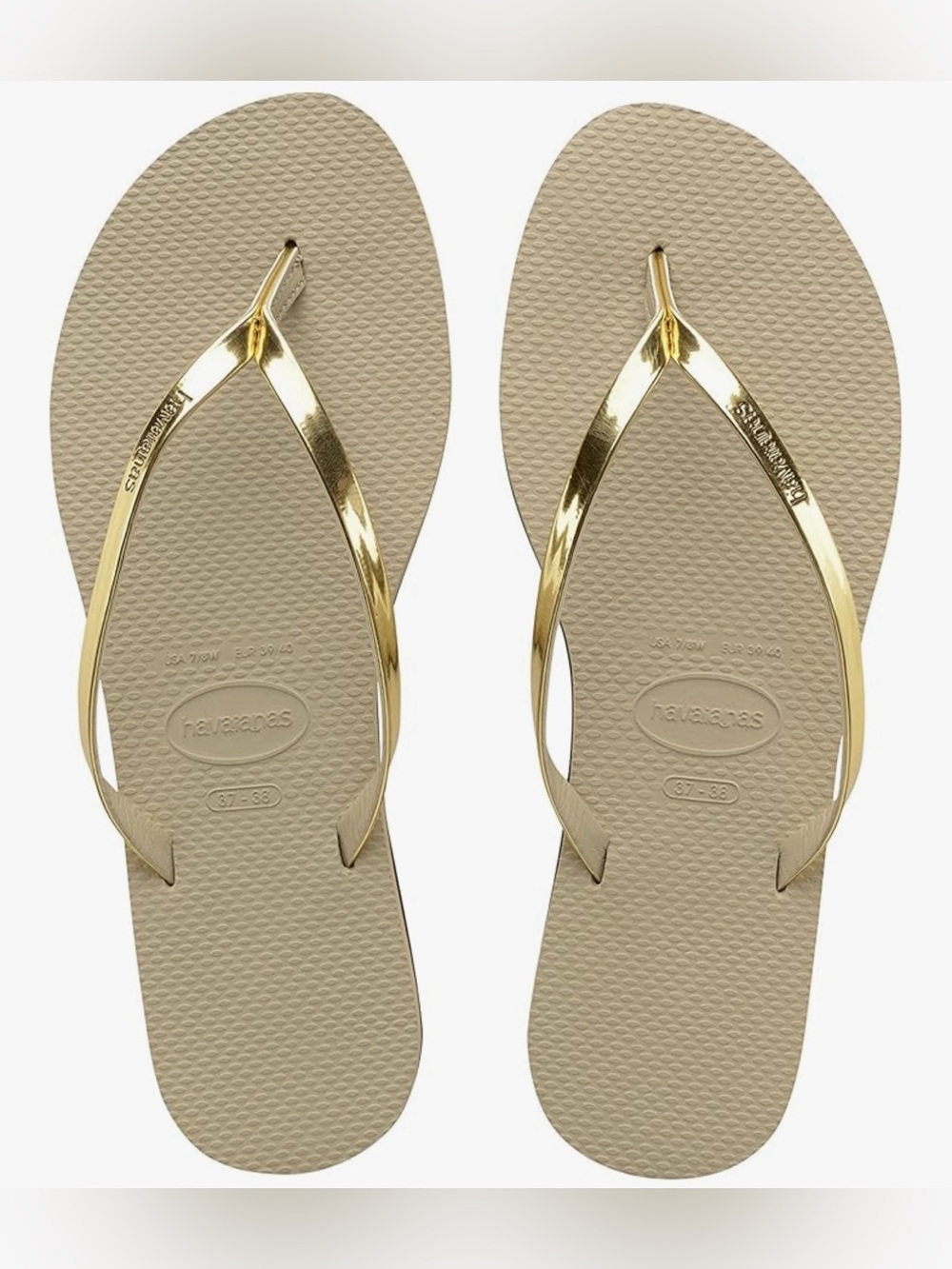 Havaianas Womens Sand Grey Light Gold Metallic Flip Flops